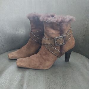 Apostrophe Brown Suede Heel Boots